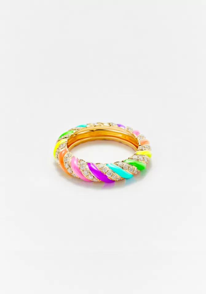Yvonne Léon Alliance Torsadée Rainbow Diamants Fashion