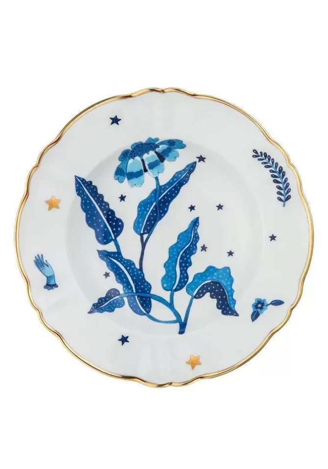 Bitossi Ceramiche Assiette Creuse en Porcelaine Blue Flower Cheap
