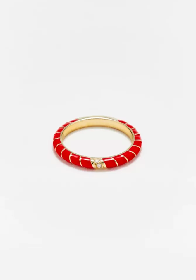 Yvonne Léon Bague Alliance Mini Torsadé Rouge Discount