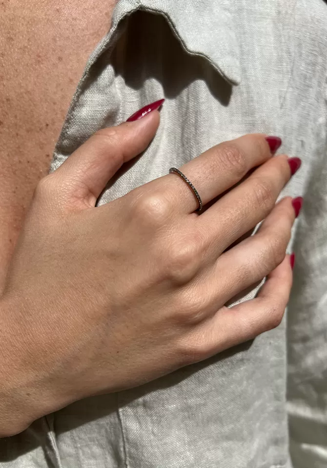 Vic et Max Bague Anneau Fin Ruthenium Cheap