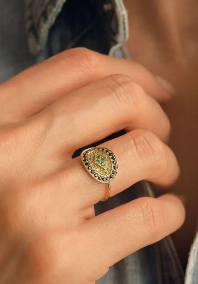 Sophie D Agon Bague Athena 1 Bleue Sale