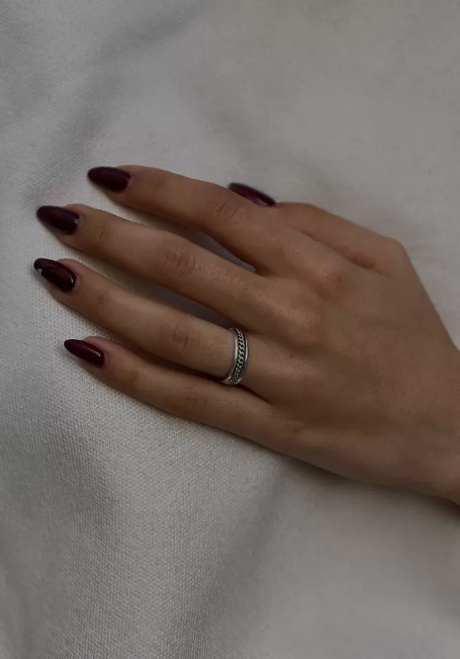 Canyon Bague Avec Chaine Au Centre Argent Online