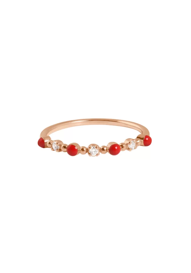 Gigi Clozeau Bague Classique Gigi 3 Diamants Or Rose Et Résine Coquelicot Cheap