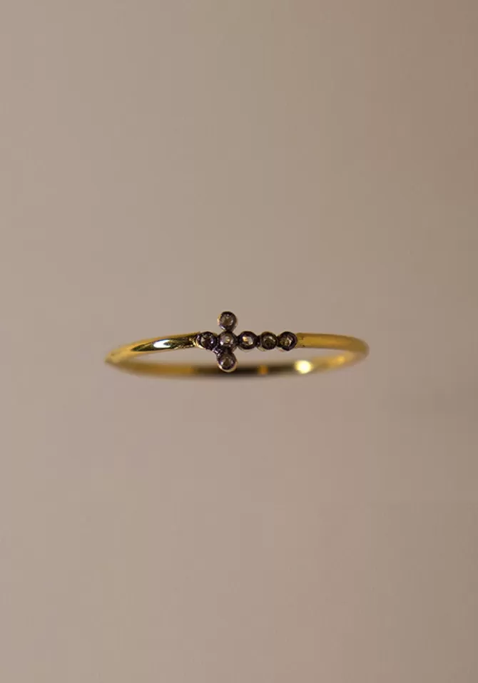 Vic et Max Bague Croix Allongée Diamants Best Sale