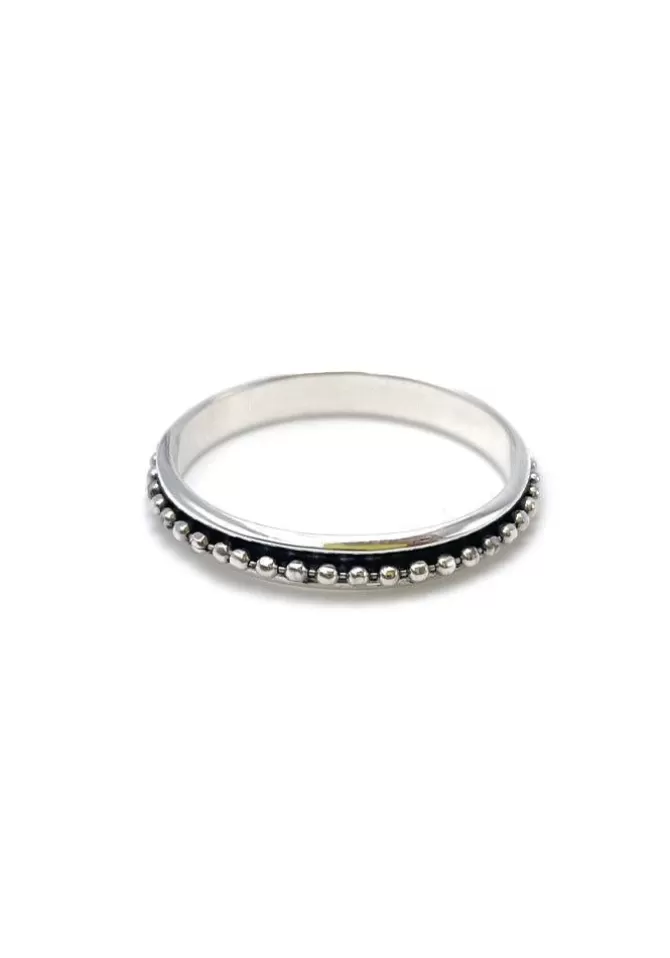 Canyon Bague Fine Avec Ligne Mini Boules Argent Cheap