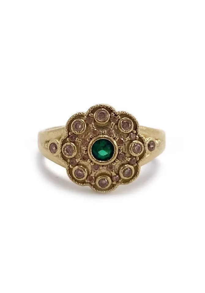Virginie Berman Bague Fleur Zircon Vert Best