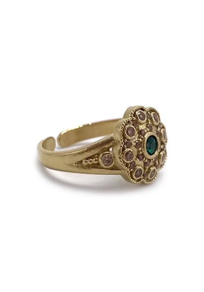 Virginie Berman Bague Fleur Zircon Vert Best