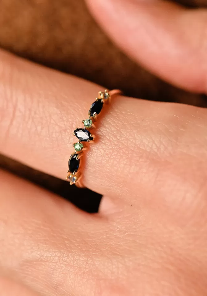 Sophie D Agon Bague Gaia 5 Bleue Fashion