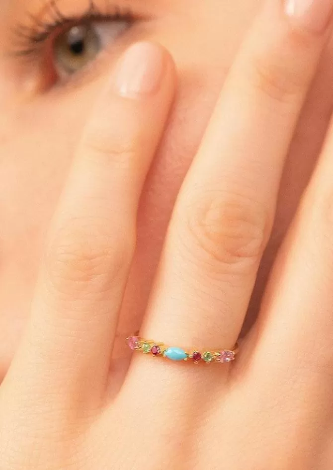 Sophie D Agon Bague Gaia 3 Turquoise Outlet