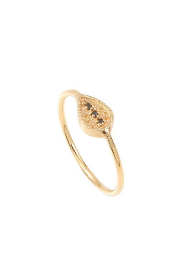 Louise Hendricks Bague Mina Poire Noire Outlet