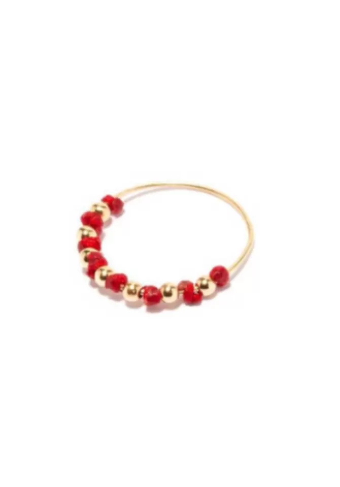 LSonge Bague Sublime Boullier 7 Perles Or Rouge Cheap