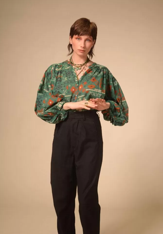 V De Vinster Blouse African Verte Sale