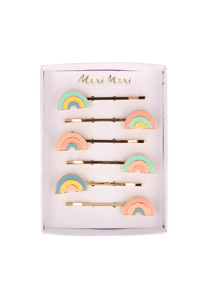 Meri Meri Boite De 6 Barrettes À Cheveux Arc En Ciel Pastels Clearance