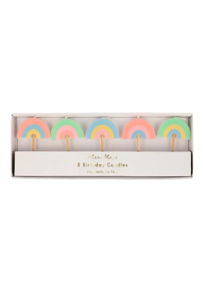 Meri Meri Boite De 5 Bougies Arc En Ciel Pastels Shop