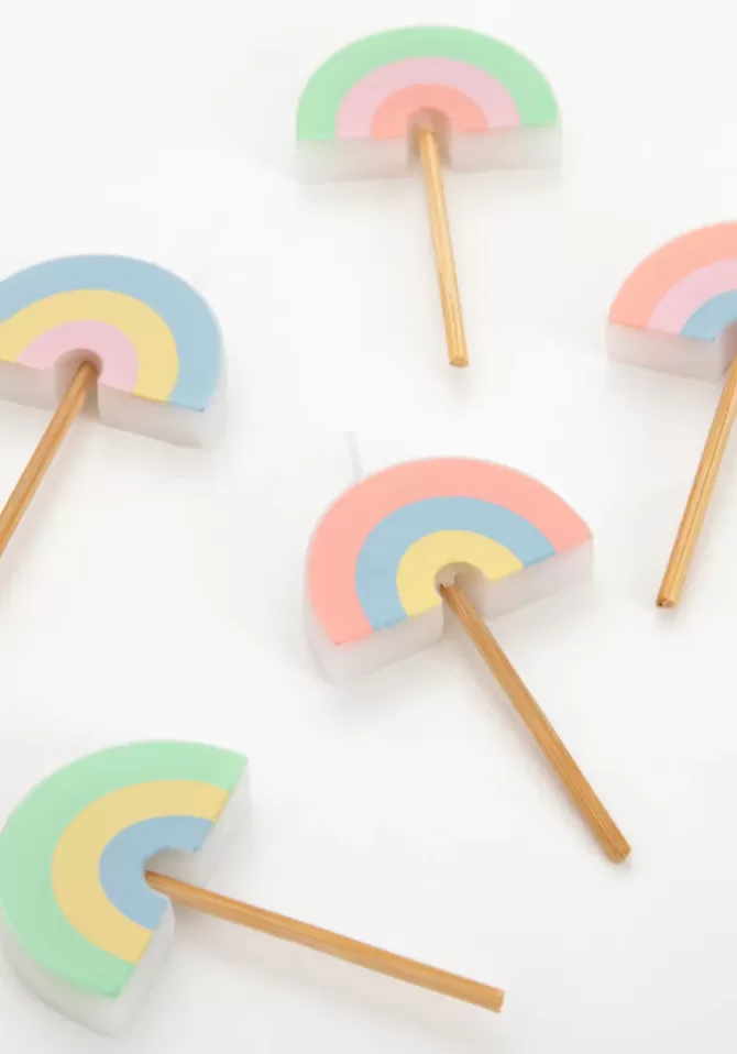 Meri Meri Boite De 5 Bougies Arc En Ciel Pastels Shop
