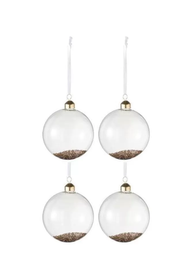 Blush Sélection Décoration Boite De 4 Boules De Noël Paillettes Dorées Fashion