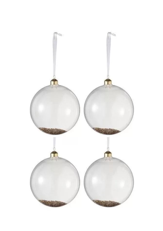 Blush Sélection Décoration Boite De 4 Boules De Noël Paillettes Dorées Fashion
