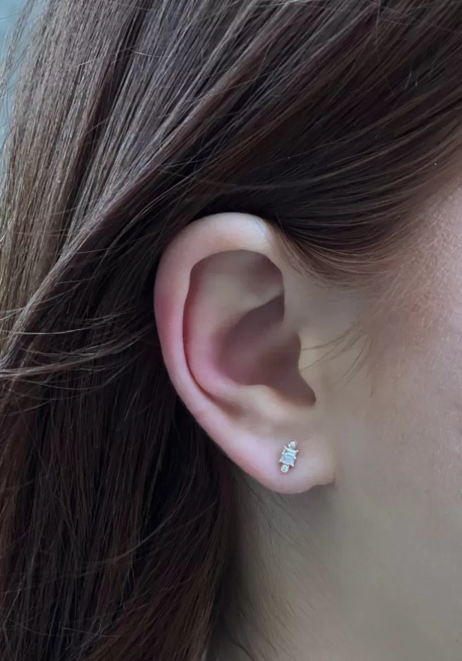 Kismet By Milka Boucle D'Oreille 2 Diamants Baguettes Shop