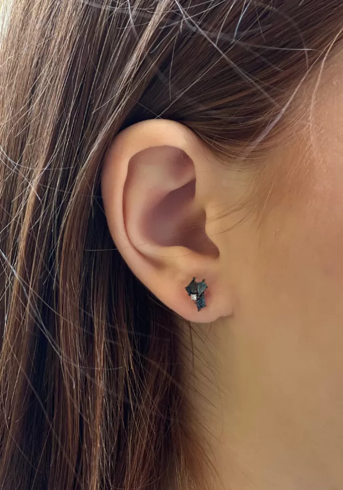 Kismet By Milka Boucle D'Oreille 3 Saphirs Bleus Discount