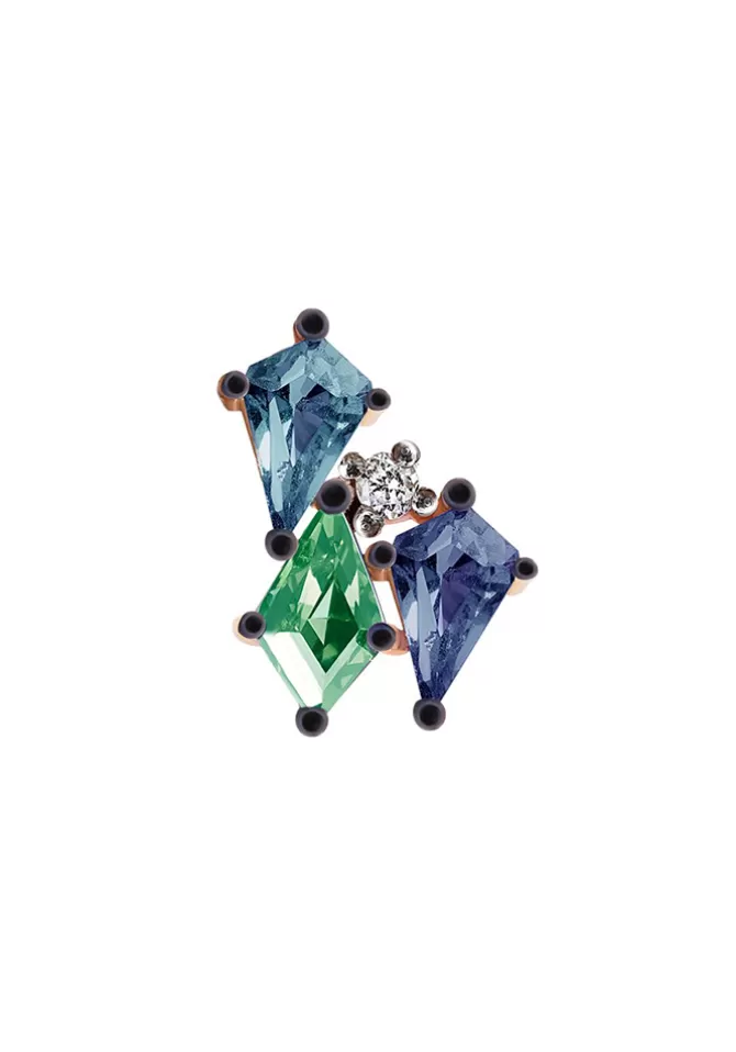 Kismet By Milka Boucle D'Oreille 3 Saphirs Bleus Et Vert Cheap