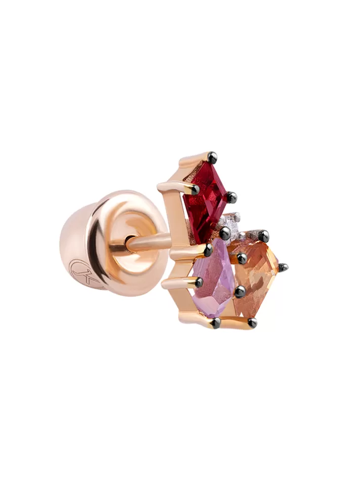 Kismet By Milka Boucle D'Oreille 3 Saphirs Orange, Rose Et Rouge Shop