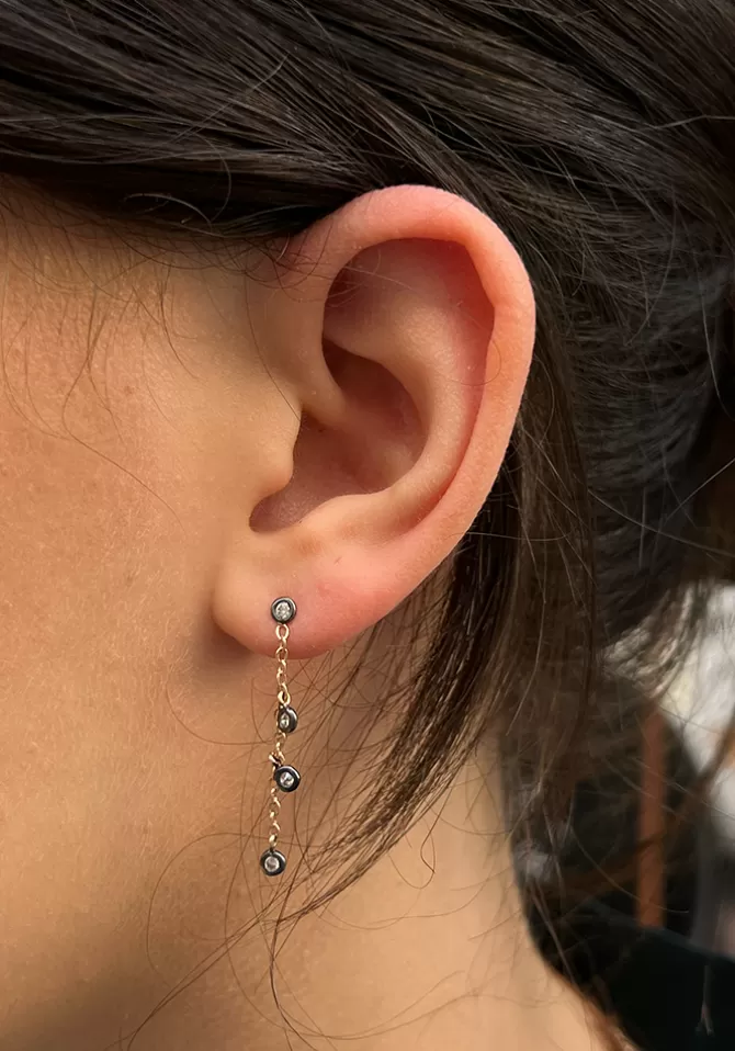 Kismet By Milka Boucle D'Oreille 4 Solitaires Sur Chaine Discount