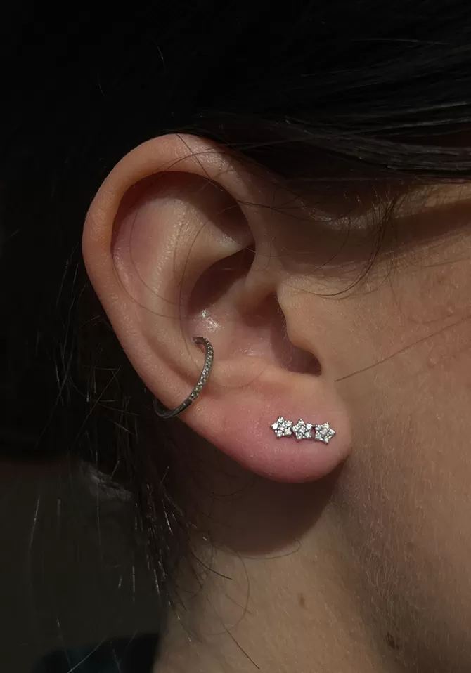 Kismet By Milka Boucle D'Oreille 3 Star Pavé Sale