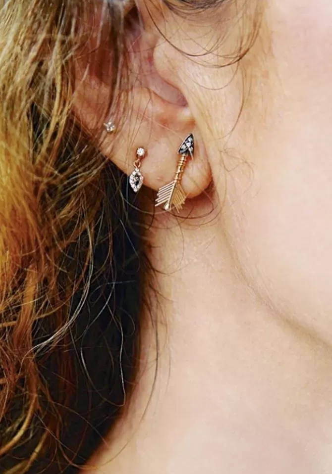 Kismet By Milka Boucle D'Oreille Midi Arrow Diamants Champagne Fashion