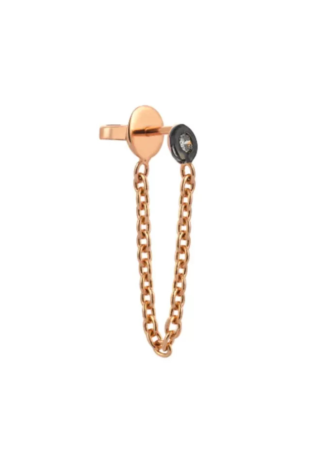 Kismet By Milka Boucle D'Oreille Solitaire Diamond Dangling Chain Diamant Champagne Clearance