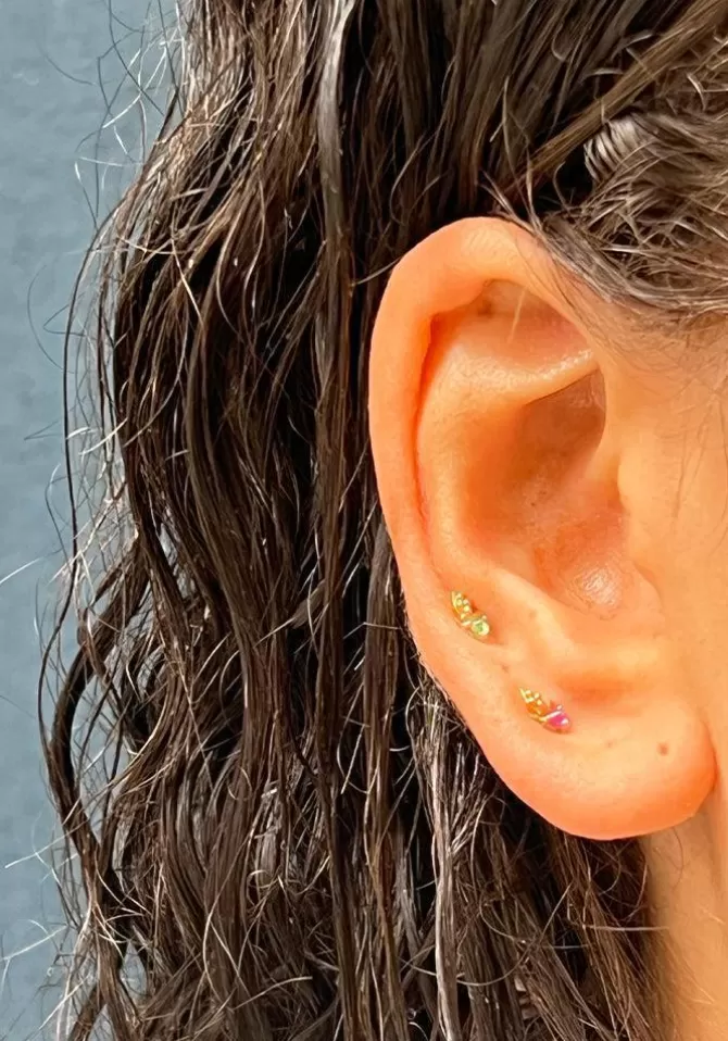 Céline Daoust Boucle D'Oreille Spaceship Saphir Rose Hot