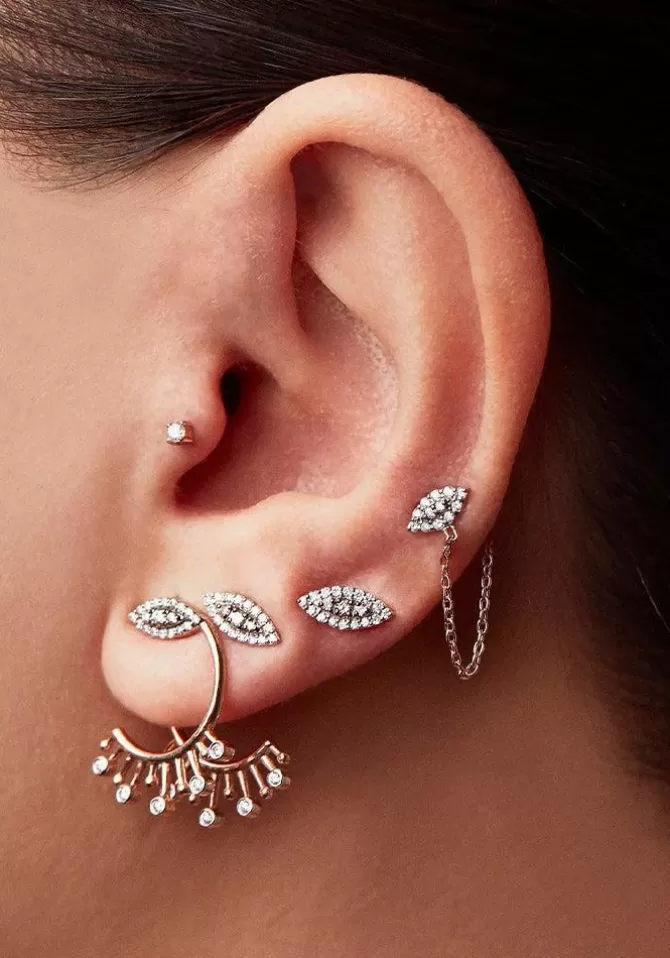 Kismet By Milka Boucles D'Oreille 10th Eye Eternal Round Diamants Champagne Flash Sale