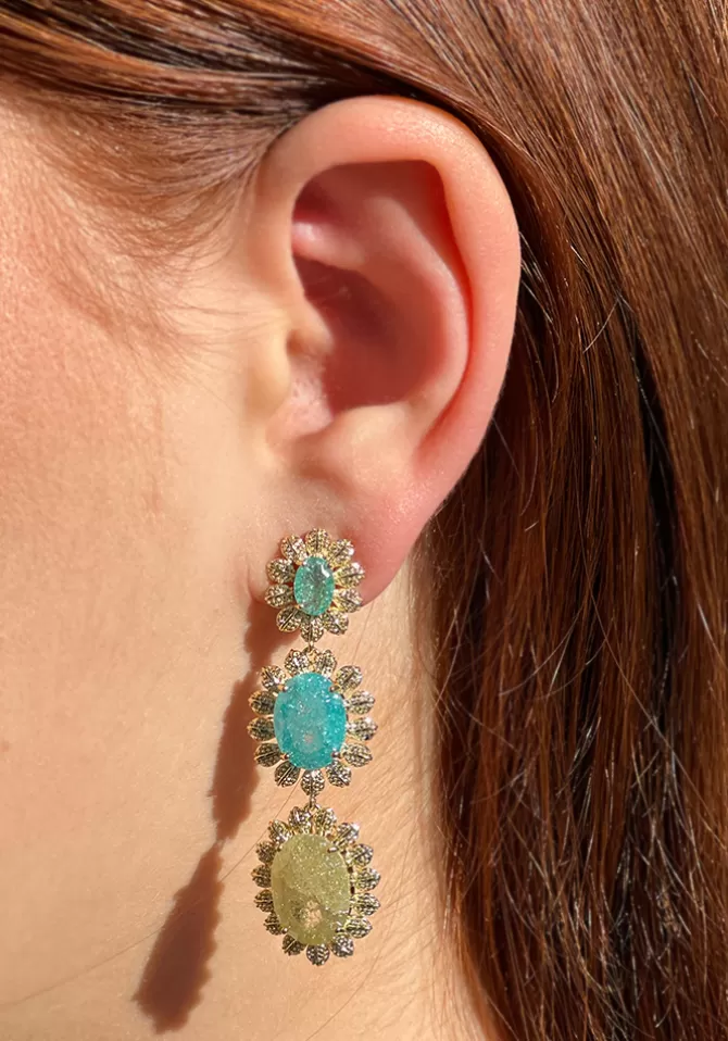 Maison Baika Boucles D'Oreilles Benedict Vertes Et Bleues Cheap