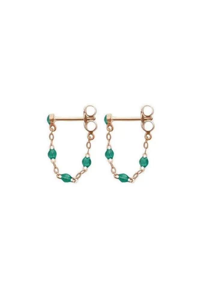 Gigi Clozeau Boucles D'oreilles Classique Gigi Or Rose Et Résines Émeraude Fashion