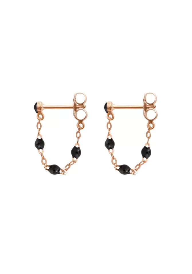 Gigi Clozeau Boucles D'Oreilles Classique Gigi Or Rose Et Résines Noire Fashion