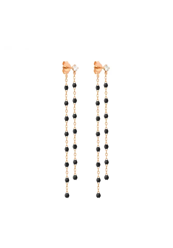 Gigi Clozeau Boucles D'Oreilles Dansantes Classique Gigi Diamant Or Rose Résines Noire Discount