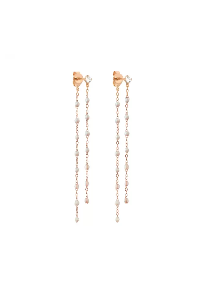 Gigi Clozeau Boucles D'Oreilles Dansantes Classique Gigi Diamant Or Rose Résines Opale New