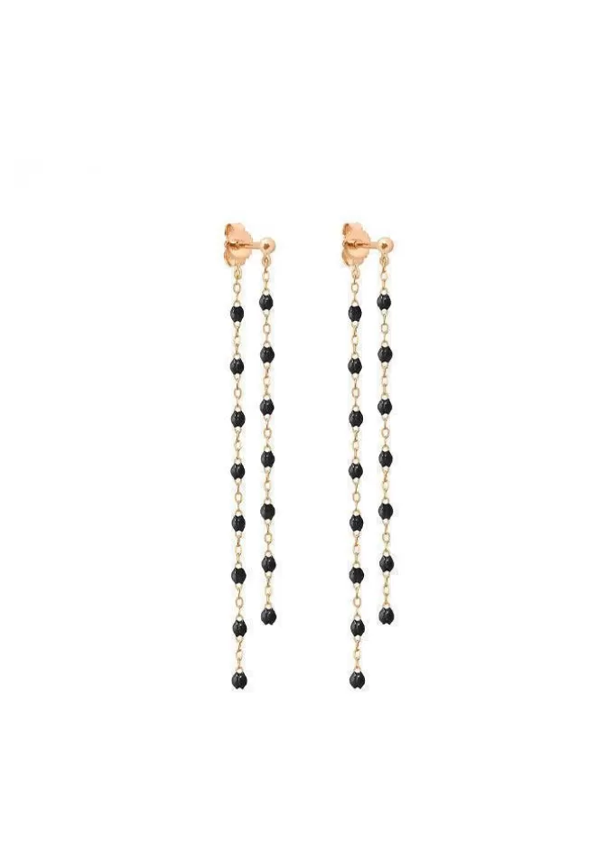 Gigi Clozeau Boucles D'Oreilles Dansantes Classique Gigi Or Rose Et Résines Noir Fashion