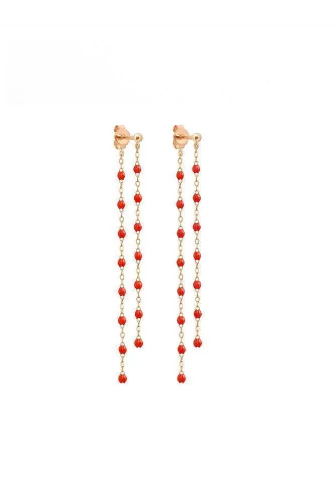 Gigi Clozeau Boucles D'Oreilles Dansantes Classique Gigi Or Rose Résines Corail Flash Sale