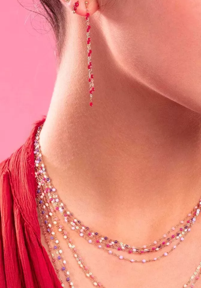 Gigi Clozeau Boucles D'Oreilles Dansantes Classique Gigi Or Rose Résines Corail Flash Sale
