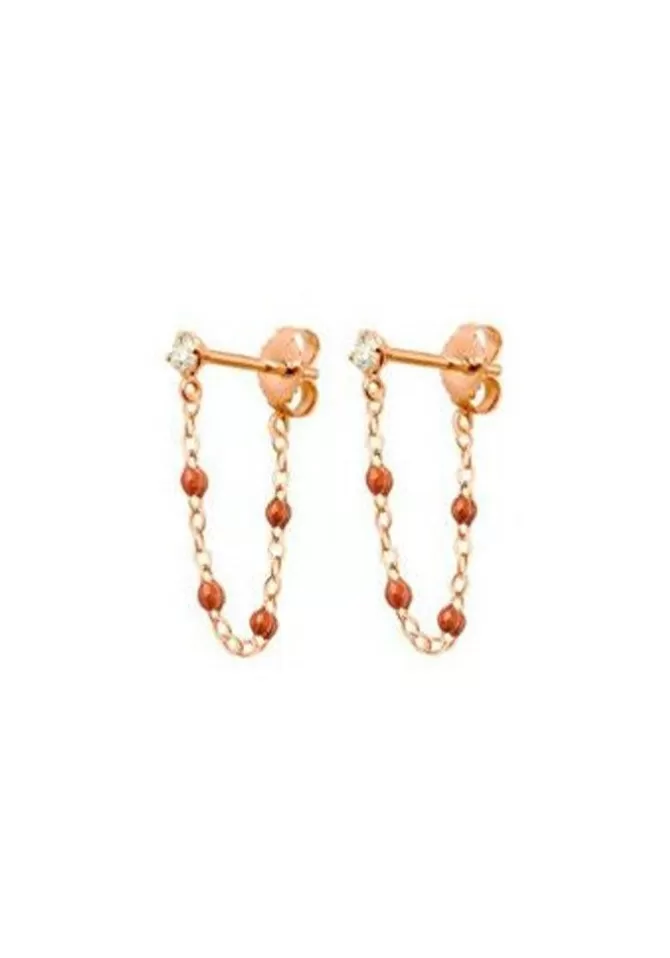 Gigi Clozeau Boucles D'Oreilles Gigi Suprême Diamant Or Rose Et Résines Fauve Cheap