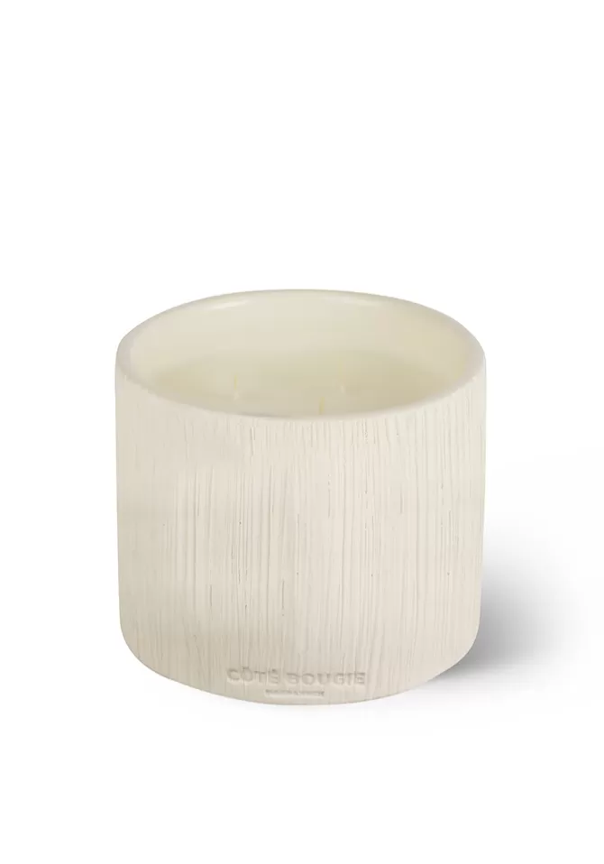 Côté Bougie Bougie Céramique Striée Blanche L Cheap