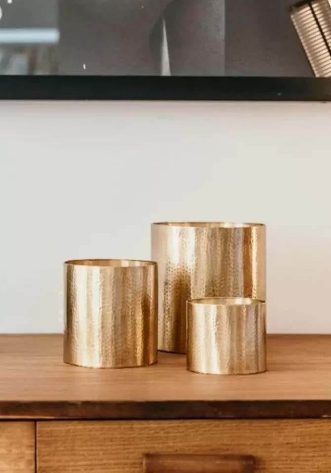 Côté Bougie Bougie Dinanderie Martelée Dorée Grand Modèle Shop