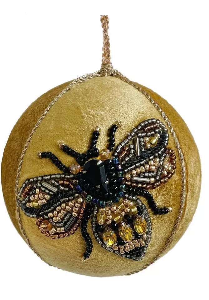 Blush Sélection Décoration Boule De Noël Velours Moutarde Et Abeille Petit Modèle Clearance
