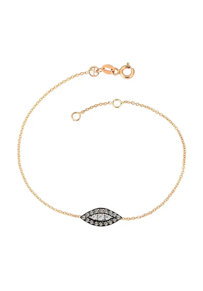Kismet By Milka Bracelet Almond Eye Slim Chain Diamants Blancs Et Champagne Shop