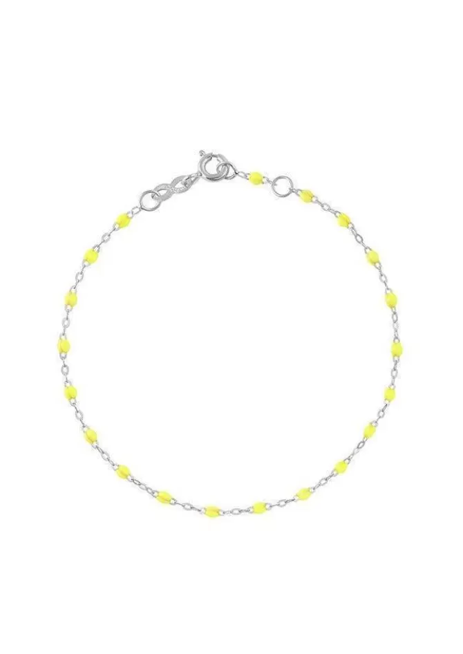 Gigi Clozeau Bracelet Classique Gigi Or Blanc Et Résines Jaune Fluo 17cm Discount