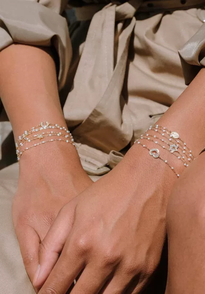 Gigi Clozeau Bracelet Classique Gigi Or Blanc Et Résines Opale 17cm Outlet