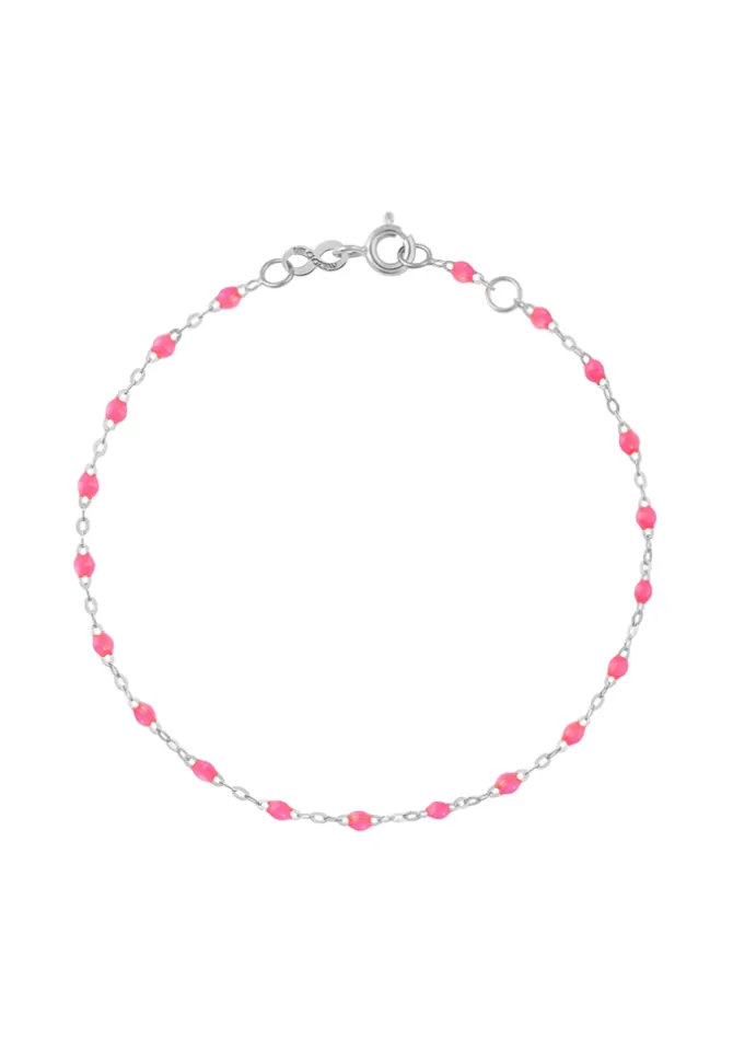 Gigi Clozeau Bracelet Classique Gigi Or Blanc Et Résines Rose Fluo 17cm Best
