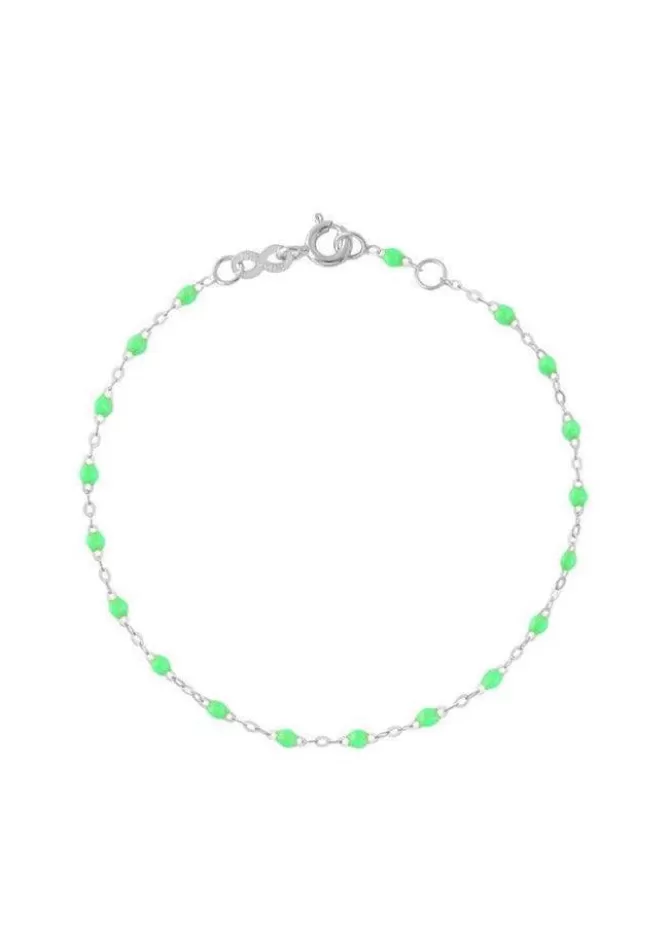 Gigi Clozeau Bracelet Classique Gigi Or Blanc Et Résines Vert Fluo 17cm New