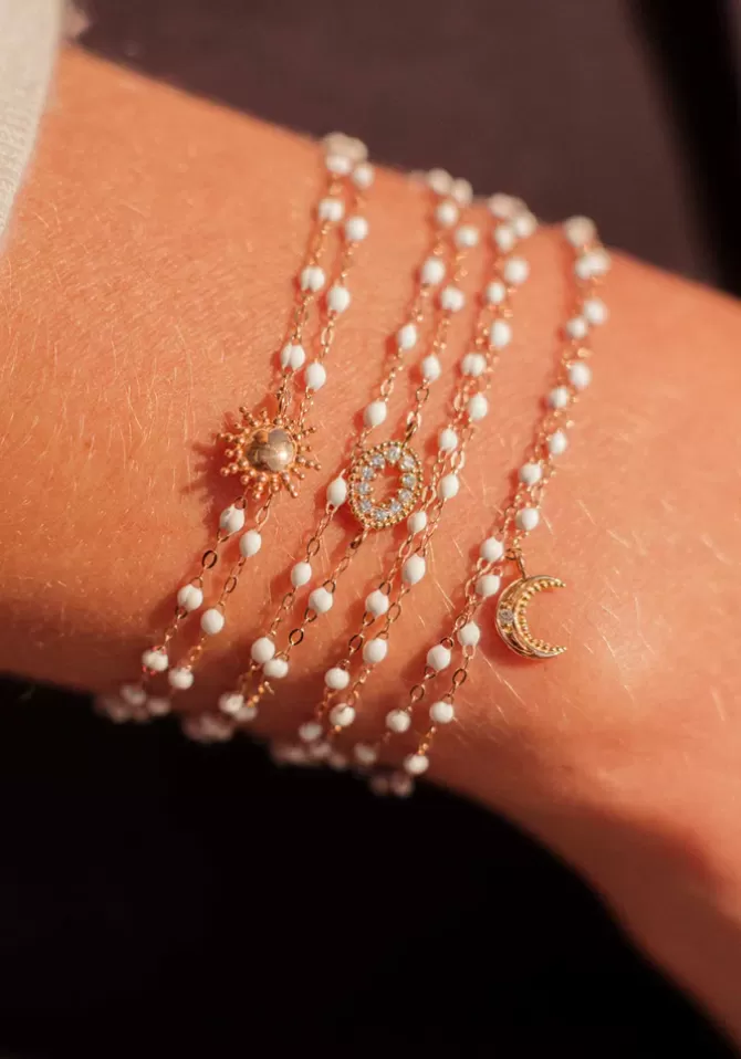 Gigi Clozeau Bracelet Classique Gigi Or Jaune Et Résines Blanc 17cm Best