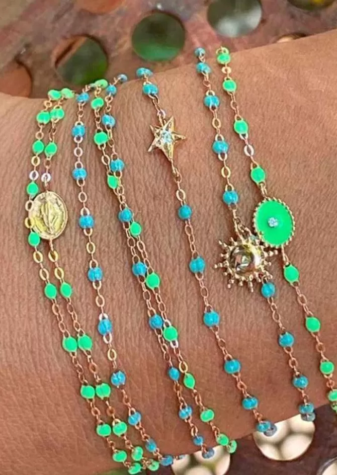 Gigi Clozeau Bracelet Classique Gigi Or Rose Et Résines Anis 17cm Store